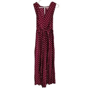 Kate Spade Womens Lia Jumpsuit 4 Burgundy Pink Polka Dot Wide Leg One Piece
